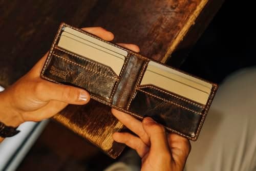House of Jack Co. Ivor Bifold Money Clip Wallet for Men, Slim Front Pocket Wallet with Strong Magnetic Clip, Exterior ID Window, Full Grain Cowhide, Brown
