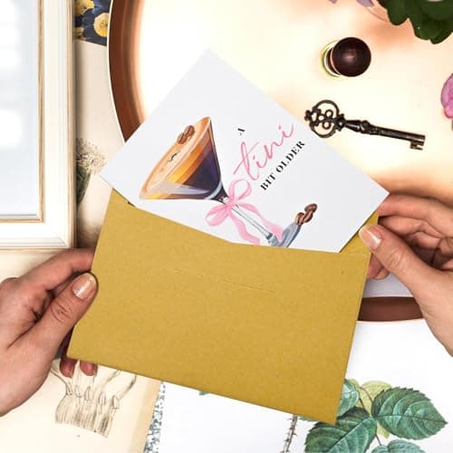 Espresso Martini Birthday Card-Funny Coffee & Cocktail Greeting Card for Women Best Friend Sister Daughter Wife-A Tini Bit Older Birthday Gift 21st 25th 30th (White-Tini)