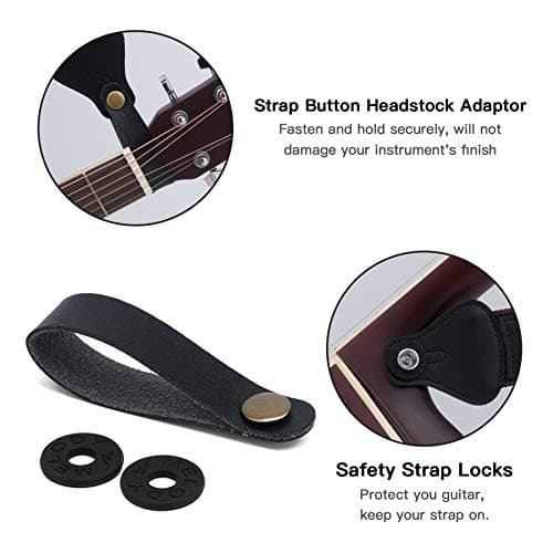 tifanso Guitar Strap, Soft Cotton Straps With 3 Pick Holders, Button Headstock Adaptor, 1 Pair Locks and 3 Picks Set For Electric/Acoustic Guitar