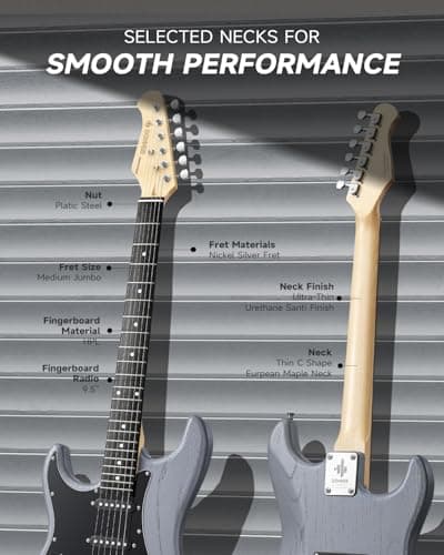 DONNER DST-80 Left-Handed Electric Guitar 39” Beginner Electric Guitar Kit with Amp, Classic SSS Pickup Complete with Gig Bag, Tuner, Capo, Strap, Picks, and Free Online Lessons, Matte Black