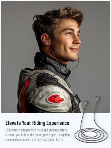 Motorcycle Ear Plugs for Wind Noise Reduction, Keep Comms Clear, Comfort Under Helmet & Prevent Hearing Damage, Noise Canceling 25 dB, Reusable Earplugs for Motorbike, Touring, Racing, Shooting