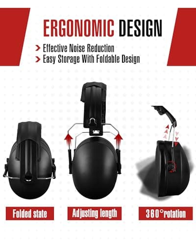 Copkim 12 Pcs Hearing Protection Ear Muffs NRR 28dB Noise Reduction Headphones Shooting Ear Protection Earmuffs(Black)