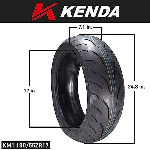 Kenda KM1 (KM001) 120/70ZR17 Front (58W) & 180/55ZR17 Rear (73W) Tires for Sport Touring Motorcycles, Radial with High-Speed Stability & Excellent Wet Grip w/Keychain (120/70-17) (180/55-17) (2-Pack)