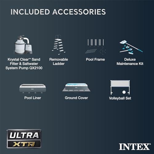 Intex 26367EH 24' x 12' x 52" Rectangular XTR Frame Swimming Pool w/ Filter Pump - Large Above Ground Backyard Rectangle Pool w/ 45-Inch Deep Water