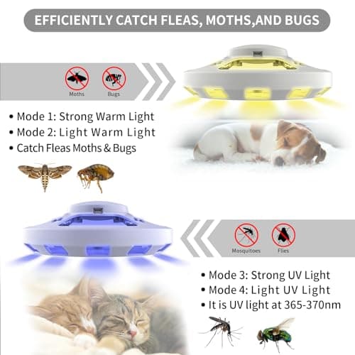 Frogoom 2 Packs Flea Traps for Inside Your Home with 6 Sticky Pads, Fleas Light Traps Kills Fleas in House, Hanging Flea Lamp with USB Cable Pest Control for Bugs Moths Gnats Indoor and Outdoor