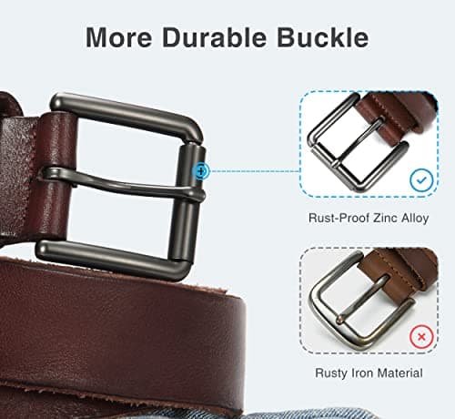 YOETEY Full Grain Leather Belt for Men - Mens Belts Casual with Genuine Leather - Handcrafted Elegance for Your Wardrobe
