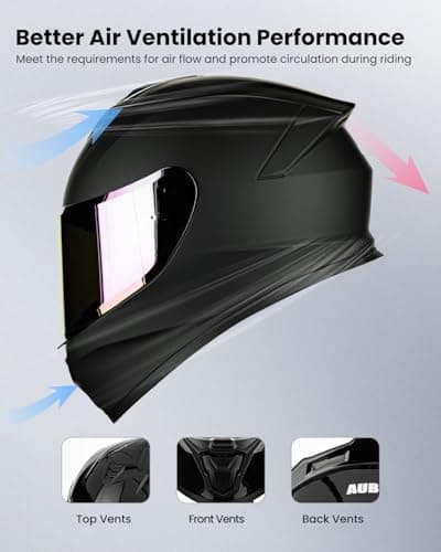 Motorcycle Helmets for Adult Men Women, Full Face Lightweight Street Bike Racing DOT Helmet with Extra Clear Visor Model AU-T801