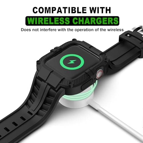 T-ENGINE Rugged Watch band Compatible with Apple Watch Series 9 Band for 45mm 44mm 42mm SE 9/8/7/6/5/4/3 for Men (45mm/44mm/42mm, Black)