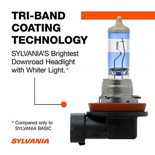 SYLVANIA - H11 SilverStar Ultra - High Performance Halogen Headlight Bulb, High Beam, Low Beam and Fog Replacement Bulb, Brightest Down Road with Whiter Light, Tri-Band Technology (Contains 2 Bulbs)