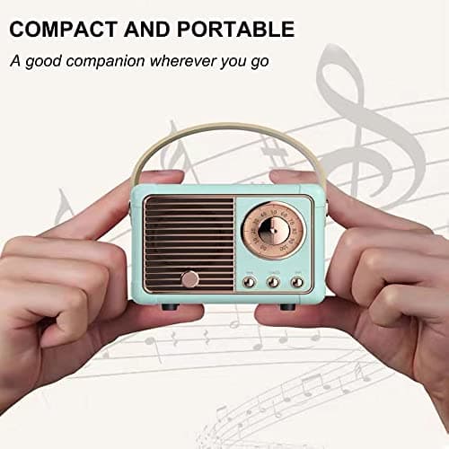Retro Bluetooth Speaker, Wireless Portable Speaker with Crystal Clear Stereo Sound and Rich Bass, Vintage Decor, Retro Decor, Gifts for Teen Girls Boys Women (Blue)