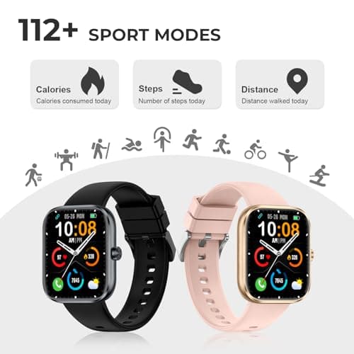 Smart Watch for Men Women, 1.83" HD Touchscreen Fitness Watch with Bluetooth Call&Message Notifications, 110+Sport Modes, 24/7 Heart Rate/Sleep Monitor, IP68 Waterproof Fitness Tracker for Android iOS