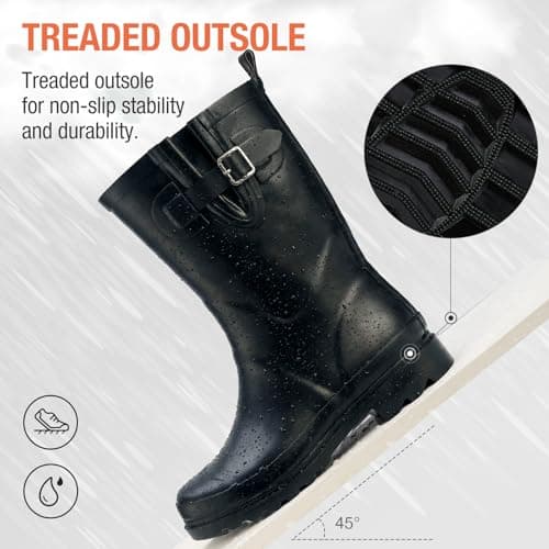 HISEA Rubber Rain Boots for Women Waterproof Garden Mud Boots