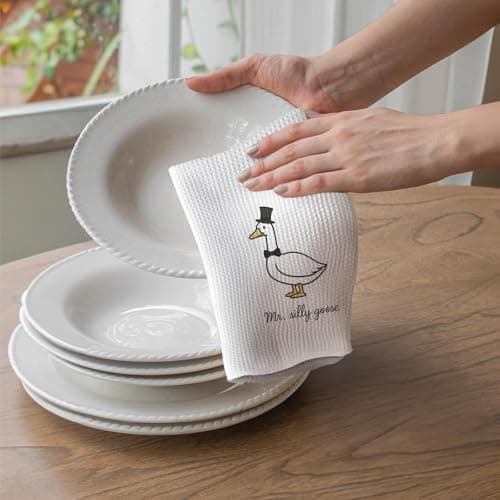 Funny Mr and Mrs Silly Goose Kitchen Towels, Wedding Gifts for Couples Newlyweds Dish Tea Towels for Kitchen Decor, Just Married Gifts Decorative Hand Towels for Bathroom, 16x24 Inch Set of 2 B0F53MV9ZY
