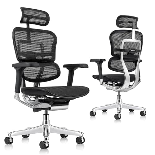 Ergohuman Eurotech ME7ERG GEN2 High Back Mesh Office Chair with Tilt Tension Control, Tilt Lock, Back Angle, Back Height, Synchro Tilt, Seat Height, Seat Depth, and Arm Height Adjustments, Black