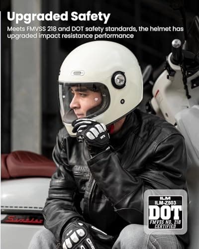 ILM Full Face Motorcycle Helmet Retro for Adult with Visor Vintage Helmets for Cruisers Scooters Mopeds Pinlock Compatible DOT Model Z503