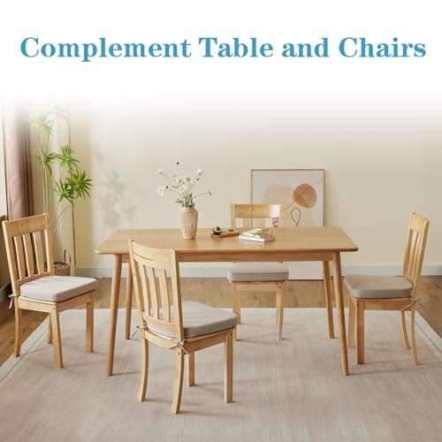 IASEAHK Chair Cushions for Dining Chairs Set of 4, Non Slip Kitchen Chair Pads, 17" x 16" x 2", Indoor Dining Chair Cushions with Ties, D-Shaped Seat Cushions for Kitchen Chairs, Beige