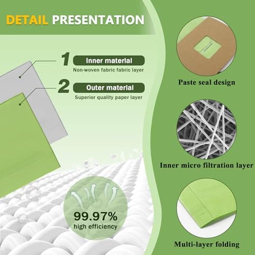 PKBB12DW Type BB Compact Canister Vacuum Bags Replacement for Oreck XL Buster B Canister Handheld Vacuum Cleaner BB180 BB280 BB850 BB870 BB900 BB1000 MV160 CC1600, 10 Pack