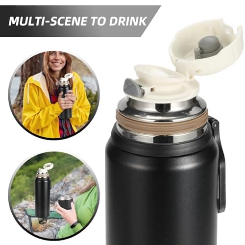 750ml/27 OZ Coffee Thermo with 3 cups, Insulated Water Bottle, Stainless Steel Vacuum Flask Set for Hot and Cold Drinks, Gifts Box