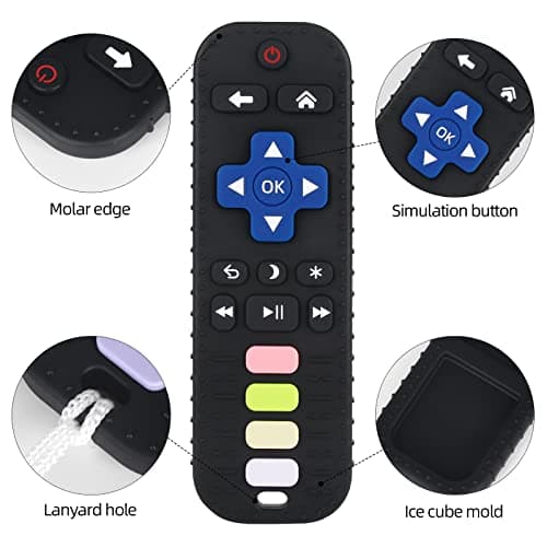 TV Remote Control Shape Teething Relief for Infants (Black) Chuya Baby Teether Toy Chew Toys for Babies 3-24 Months B0BYNDL3SW