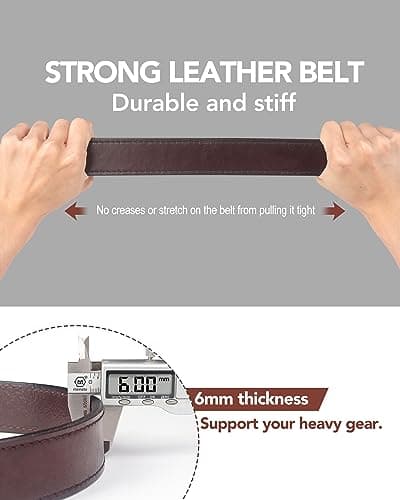 KOSIBATE Leather Gun Belt for Men - Heavy Duty EDC Belt, Concealed Carry CCW Belt- 1.5-Inch Width, 14 OZ Leather