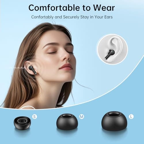 Ankriyul Wireless Earbuds, True Wireless Bluetooth Headphones with Deep Bass Stereo, Ear Buds with LED Power Display, in-Ear Earphones with Mic for iPhone/Android/iPad, Black