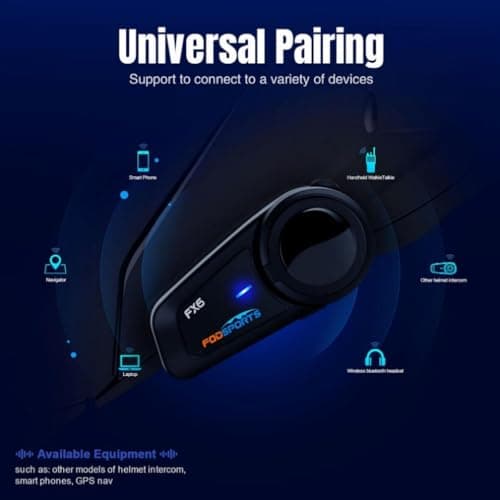 Fodsports FX6 Motorcycle Bluetooth Headset, 6 Riders Group Motorcycle Intercom Bluetooth, 1000M Motorbike Helmet Communication Systems/Voice Command/Universal Pairing/FM Radio(2 Pack)