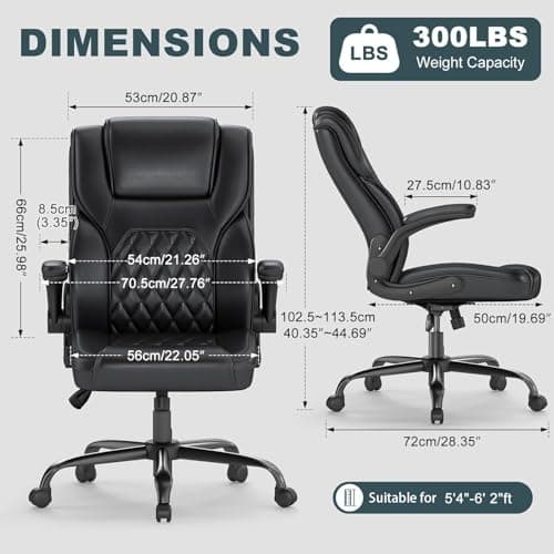AnyGod Executive Office Chair, Comfy Ergonomic Computer Desk Chairs with Flip-up Armrests, Lumbar Support, High Back, 360° Swivel and Rocking Function for Home Office