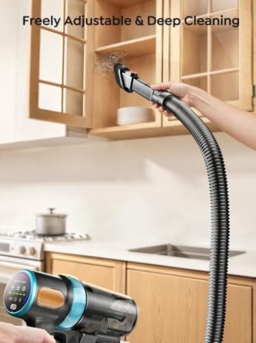 Cordless Vacuum Cleaner, 600W 50KPA 65Mins Vacuum Cleaners for Home, Upgraded Stick Vacuum with 3.3Ft Extendable Hose, LED Touch Screen & Wall Charging Station for Hard Floor Carpet Car Pet