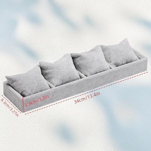 APZDFGIFCD APZDFGIFCD Jewelry Watch Tray, 4 Grids Grey Velvet Watch Jewelry Organizer, Watch Bracelet Bangle Display Holder, Adjustable Pillows