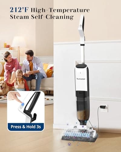 4-in-1 Steam Vacuum Mop Self-Cleaning Wet Dry Vacuum for Hardwood Floors Carpets 212°F High-Temperature Steam with LED Display