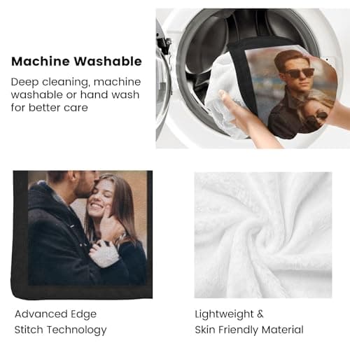 Custom Blanket with Photos Text Personalized Blanket Thows with Picture Customizable Blanket Photo Blankets Customize for Mom Dad Couple Girlfriend Boyfriend Wife Husband