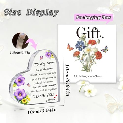 Birthday, Mother's Day, Valentine’s Day, Christmas Gift for Mom Gifts for Mom from Daughter Son, I Love You Heart Acrylic Block B0GJZKBBXZ
