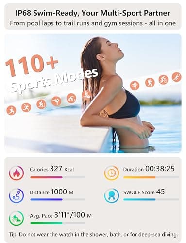 Smart Watch 2026 Upgrade for Women Men Android & iPhone [2 Bands, 44mm case, 1.83''], Alexa Built-in, Make/Answer Call, HR SpO2 Sleep Stress Monitor Fitness Tracker, IP68 Waterproof Step Counter Watch