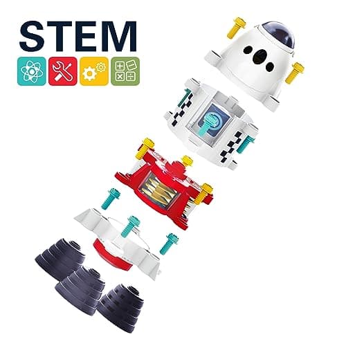Spaceship Building Playset w/Electric Drill, 2 Astronauts, Educational Learning Science Kit Birthday Gift for Age 3 4 5 6 7 8 iPlay, iLearn Rocket Space Toy 3 4 5 Year Old Boys Kids Girls, Toddler STEM B0BYYV9185