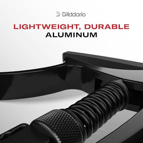 D’Addario Guitar Capo – NS Tri Action - For 6-String Electric and Acoustic Guitars – Micrometer Tension Adjustment for Buzz-Free, In-Tune Performance - Single Hand Use – Integrated Pick Holder - Black