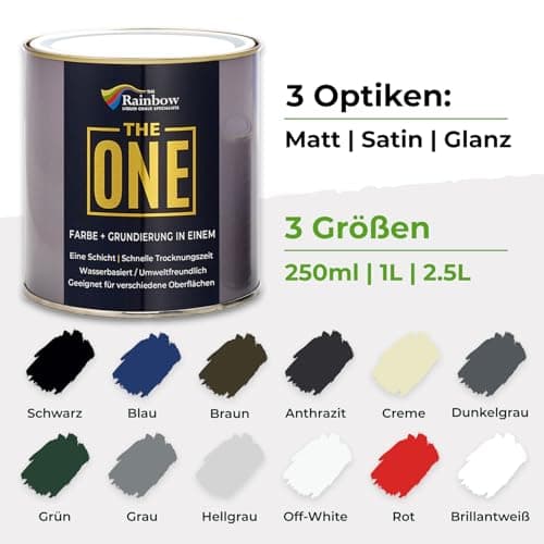 THE ONE All-In-One Paint & Primer - White Gloss, 84.5 Fl Oz/2.5 Liter | 1 Coat Formula | Easy Indoor & Outdoor Decorating for Home & Garden Walls, Floors & Furniture | Water-Based & Low VOC