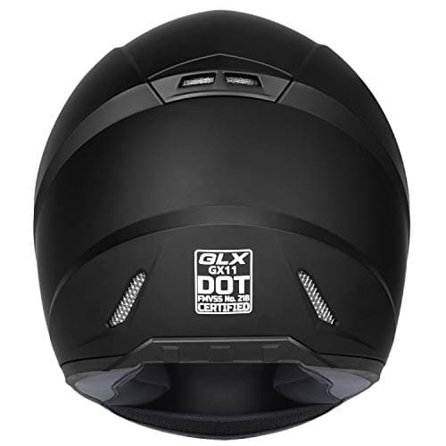 GLX GX11 Compact Motorcycle Helmet - Matte Black, Medium - Full Face w/ Tinted Visor, DOT Approved