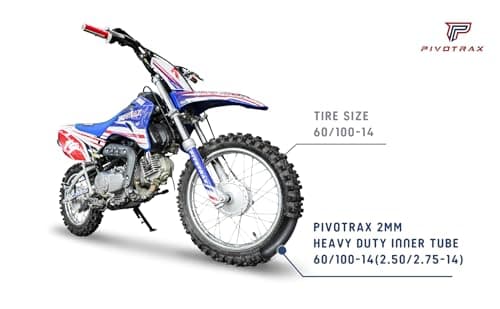 2.50/2.75-14 (60/100-14) Heavy Duty Inner Tube – 2mm Reinforced Butyl, TR4 Straight Valve – Fits Apollo, SSR, Thumpstar, Yamaha PW80, Honda CRF70, Pit & Mini Dirt Bikes