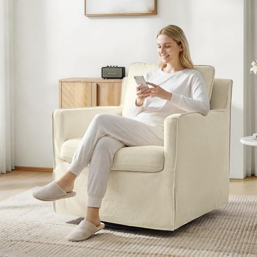 KISLOT Swivel Accent Chair Rocking Recliner 360 Degree Swivel Armchair Machine-Washable Cover for Nursery Living Room Bedroom