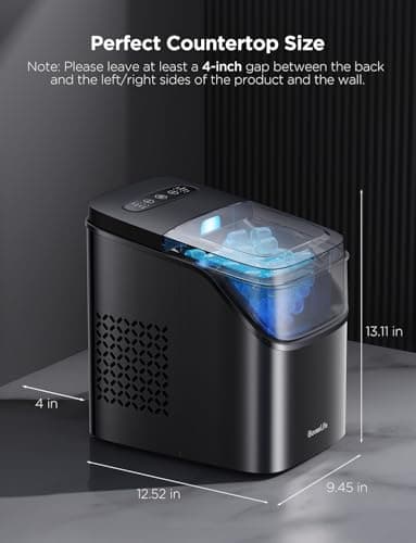 GoveeLife Smart Ice Maker Countertop, Portable Ice Machine with Voice Control, 9 Ice Cubes in 6 Minutes 3 Sizes, 26lbs/24Hrs, Self Cleaning RGB Lights, Quiet Ice Maker with Scoop for Kitchen Silver