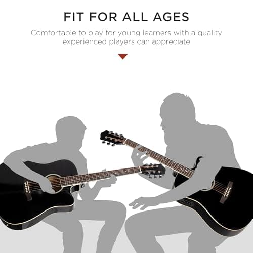 Best Choice Products Beginner Acoustic Electric Guitar Starter Set w/ 41in, All Wood Cutaway Design, Gig Bag, Strap, Picks - Black