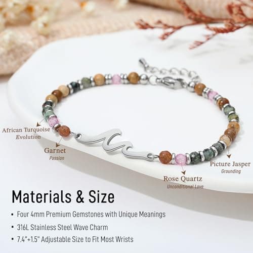 TONY & SANDY Friend Gifts for Women, Unique Birthday Gifts for Women, Sister Gift from Sister, Wave Bracelet, Christmas Stocking Stuffers for Woman Female, Bestie Friendship Bracelets B0FQN355M9