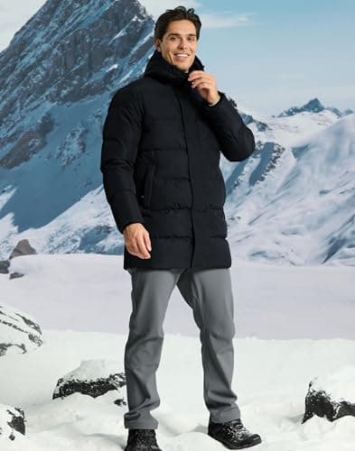Pioneer Camp Men's Long Winter Coat Parka Hooded Down Jacket Full Zip Up Windproof Jacket Warm Thicken Puffer Jacket