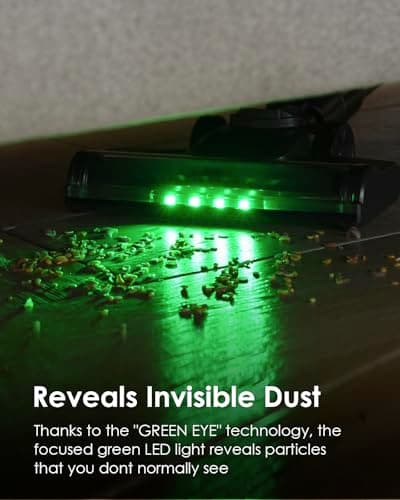 Cordless Vacuum Cleaner, 500W/40KPA Lightweight Stick Vacuum up to 40 mins Runtime, LED Display and Green Headlights, 6-Stages Filtration, Self-Standing Vacuum for Home Hard Floor, Carpet and Pet Hair