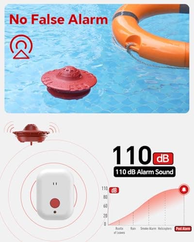 Pool Alarm, Floating Pool Safety Alarms for Inground & Above Ground Pools – Loud 110dB Alert, Adjustable Sensitivity, Protection for Kids & Pets (Hot Red)