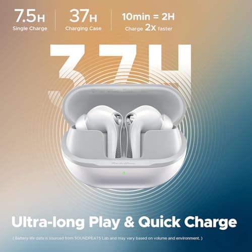 SoundPEATS Air5 Pro Hi-Res Wireless Earbuds, LDAC & aptX Lossless, Audiophile-Grade Sound with Wide Soundstage, 37H Playtime, Bluetooth 5.4, IPX5 Waterproof, Multipoint Connection