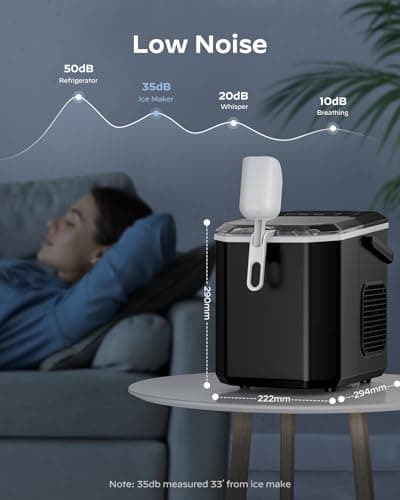Silonn Ice Maker Countertop, Portable Ice Machine with Carry Handle, Self-Cleaning Ice Makers with Basket and Scoop, 9 Cubes in 6 Mins, 26 lbs per Day, Ideal for Home, Kitchen, Camping, RV