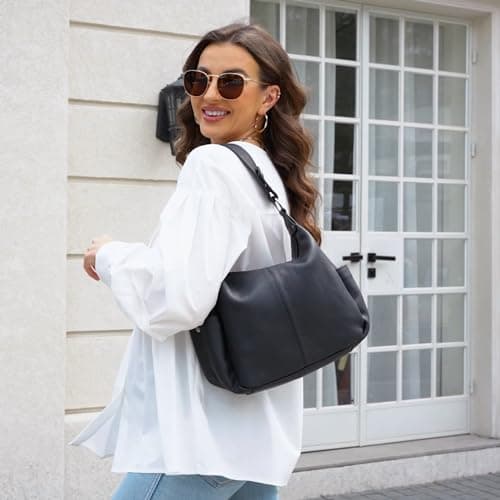 Dulcet Project Genuine Leather Purses for Women Hobo Crossbody Bags Casual Work Shoulder Bag with Adjustable Strap