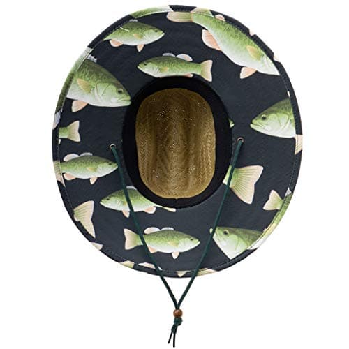 KC Republic Fabric Pattern Print Straw Sunhat Men & Women, Lifeguard Hat, Beach, Swim, Cruise, Paddle Board, Boat, Fishing, Fits All