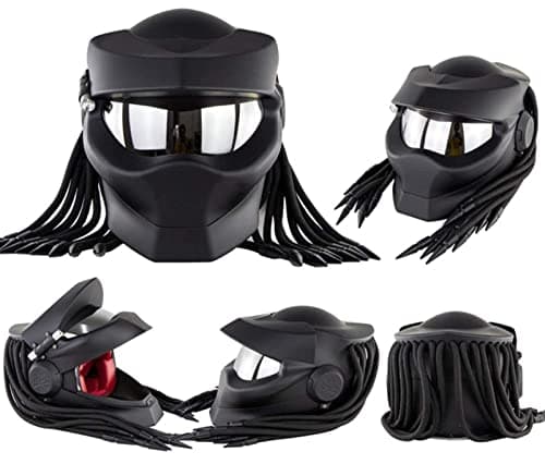 Motorcycle Full Face Helmet Front Flip Visor Helmet with Braids and Warning Lights for Men Women Offroad Cruiser Chopper DOT/ECE Approved Personalized Motorcycle Helmet